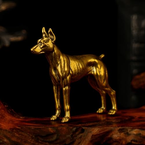 CHOVY 100% Solid Brass Standing Doberman Retro Desktop Decor Collectible Figurine - Oddities and Curiosities Desk Ornament for Office Home Art Decor and Scene Decoration Gift - color: Doberman Pinscher