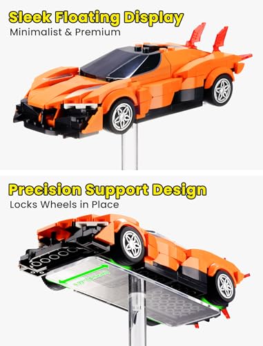 NiHome Acrylic Stand for Lego Speed Champions Display 3 Layer, Lego Car Display Case with 6 Cars Capacity, Figurine Display Shelf Riser for Collectibles & Room Decor, Perfume Riser Holder, 2 Pack