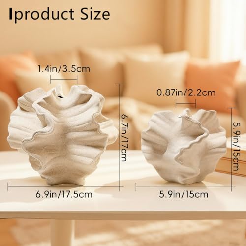 Ceramic Vase, Set of 2 White Vases for Home Decoration, Flower Vase Minimalist Nordic Boho Style for Modern Farmhouse Decor, Living Room; Kitchen; Bedroom; Dining Table; Office;Coffee Table - color: 2 White Ceramic Vases