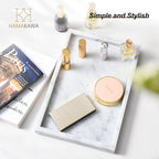 Large Bathroom Vanity Tray, Real Natural Marble Tray 12 inch, Carrara White Stone Toilet Tank Trays, Modern Dresser Trays, Countertop Organizer for Kitchen Counter, Soap Dispenser - color: Carrara White 12-in Rect