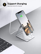Lamicall Cell Phone Stand, Desk Phone Holder Cradle, Compatible with Phone 12 Mini 11 Pro Xs Max XR X 8 7 6 Plus SE, All Smartphones Charging Dock, Office Desktop Accessories - Silver - color: Sliver