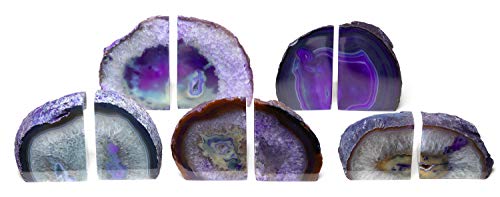 Agate Bookend with Rubber Bumpers Plus Includes Bonus Minerals (3.5-6 lb, Purple) - color: Purple, size: 3.5 - 6 lb