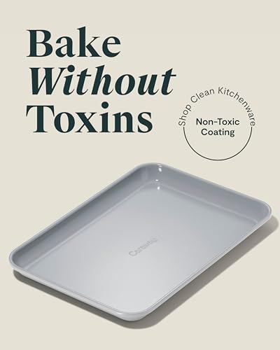 Caraway Nonstick Ceramic Small Baking Sheet (9x13”) – Non-Toxic, PTFE & PFOA Free – Oven Safe – Aluminized Steel Core – Mini Sheet Pan for Baking, Roasting & More - Gray - color: Gray, size: Small 9" x 13"