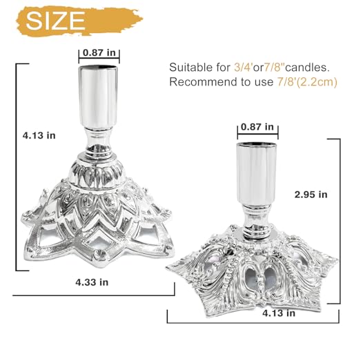 Candlestick Holders,Taper Candle Holder for Candlesticks Silver Plated Candle Metal Stick Candle Holders for Fireplace,Party, Dining,Wedding Decor,Fits 3/4 inch Thick Candle(Set of 2Pcs) - color: Silver, size: 1 set (2 pcs)