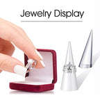 Jetec Clear Acrylic Crystal Ring Holder Acrylic Ring Display Jewelry Holder Wedding Display Cone Support Single Finger Rings Showcase Stand for Jewelry - color: Black, Transparent, White
