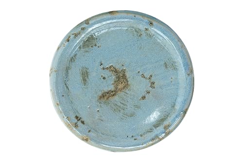 Creative Co-Op Large Distressed Blue Terracotta Pillar Candle Holder - color: Blue, size: 5.5" W x 6.5" H