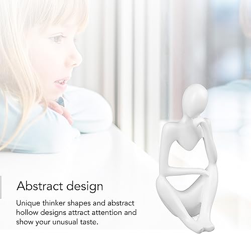 Abstract Thinker Statue | Synthetic Home Accent for Living Room/Office Desk/Bookshelf | Hollow Design Art Sculpture Collectible Present (White Left) - style: White Left