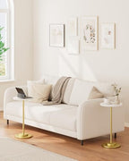 Masupu Drink Table, Round Side Table for Small Spaces, Pedestal Side Table, Small End Table with Metal Base, for Living Room, Bedroom, Bathroom, White Gold - color: 01.white Gold