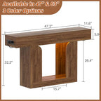 Homieasy Console Table, 47" Entryway Table with LED Lights & Charging Station, Farmhouse Wooden Sofa Table Behind Couch, Narrow Hallway Table for Living Room, Foyer, Entry, Rustic Oak - color: Rustic Oak, size: 47.2"