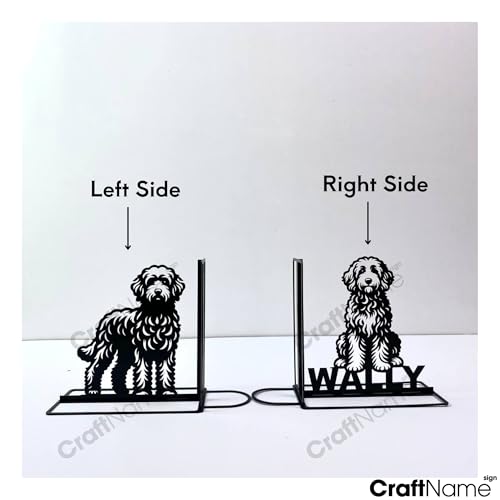 Custom Goldendoodle Dog Bookends for Shelves Decorative, Goldendoodle Bookshelf Holder, Dog Pet Book Ends Metal Art, Book Stopper for Heavy Books, Bookends Hold Books for Home Office - color: Design 20