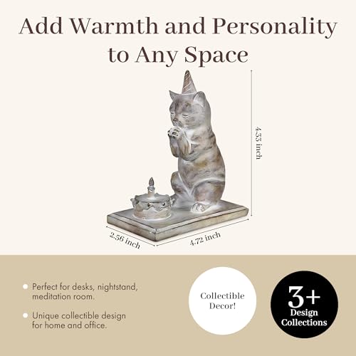 Young's Inc. Cat Figurine - Cute Cat Statue - Whimsical Cat Decor for Cat Lovers - Cat Collectibles and Meditation Decor - Cat with Birthday Cake - 4.72" L x 2.56" W x 4.33" H - style: Birthday Cat