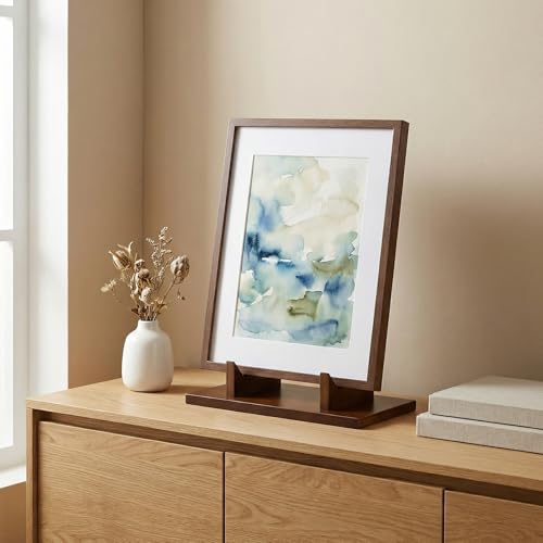 RattanView 1 Pcs Wood Plate Stand for Display 7.8 Inch Plate Holder Display Frame Picture Photo Card Tabletop Decorative Stand - size: 7.8 Inch