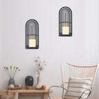 OYEFLY 2Pcs Metal Wall Hanging Candle Sconces,Black Boho Wall Shelves Candle Holders (Black)