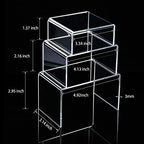 Chuangdi 2 Sets Acrylic Display Risers, Product Stand, Jewelry Display Riser Shelf Showcase Fixtures for Dessert Cupcake Candy Figure Treat Action Showcase(Clear,Small Set) - color: Clear, size: Small Set