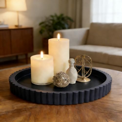 11" Round Resin Tray for Coffee Table Decor, Small Round Decorative Serving Trays, Farmhouse Black Trays for Decor Home Living Dining Room Kitchen Island Tabletop Entryway Table, Black - color: Deep Purple