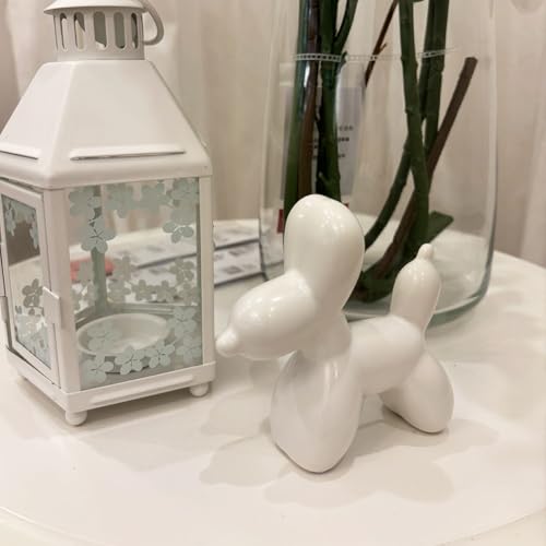Modern Balloon Dog Decorative Sculpture,Ceramic Dog Figurines Statues Contemporary Art Decor for Living Room,Bedroom,Desk,Bookshelf,Shelf,Coffee Table, Fireplace Mantel (White) - color: White