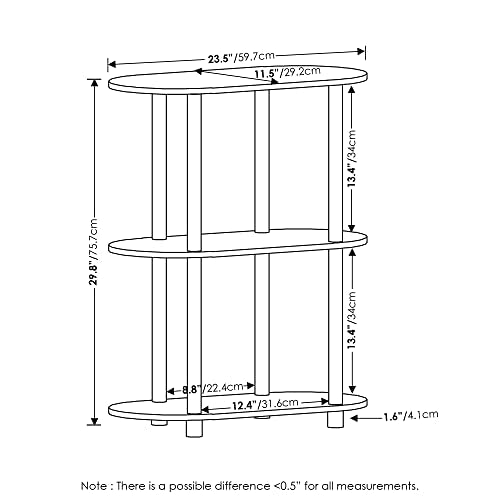 Furinno Turn-N-Tube No Tools 3-Tier Modern Oval Side Display Rack, Bauhaus Oak/Beige - color: Bauhaus Oak/Beige, size: 3-Tier Oval