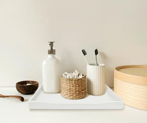 Small White Serving Tray (9.5 x 7 inch) for Serving Accessory, Drinks, Spa, Coffee, Wine, Tea, Bar, Party, Seasoning, Perfume and Display Use. - color: White-1 Tray, size: 9.5" x 7" x 0.8"