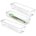 iDesign Plastic Drawer Organizer Bins - Storage for Kitchen, Bathroom, and Desk Drawers - Set of 3 - Clear - style: Pack of 3