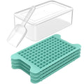 Mini Ice Cube Tray for Freezer: FDDBI Small Ice Trays for Freezer with Bin - 117×4PCS Easy Release Nugget Ice Tray - Crushed Ice Tray with Container - color: blue-gray