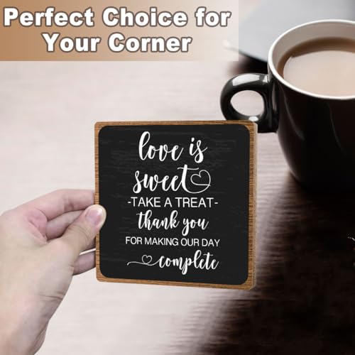 Funny Wedding Decor, Love Is Sweet Enjoy A Treat Sign Plaque, Lovely Gifts for Women Men Wedding Party Table Accessories Decorations, Bridal Shower Dessert Desk Sign - style: Wedding Sign