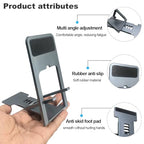 POQOD Ultrathin Cell Phone Stand for Desk, Fully Foldable Phone Holder for Desk Compatible with iPhone 16 15 14 13 12 11, Nintendo Switch, All Phones, (Grey) - color: Grey-Ultrathin