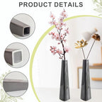 7 Inch Black Ceramic Tapered Tabletop Vase Modern Minimalist Vase for Home Office Decor