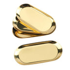 10 Pack 7 Inch Oval Stainless Steel Decorative Tray, Stainless Steel Tea Fruit Tray, 7 inch Gold Oval Trays for Bathroom Vanity, Jewelry, Perfume & Key Organizer (Gold) - size: 10 Pack 7 Inch