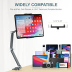 Houele Tablet Stand Holder, Adjustable Foldable Tablet Arm iPad Desk Mount with 360°Rotate Base, Phone Holder iPad Stand for Desk and Bed, Compatible with Tablets, Phones or Other 4-15.6" Device - color: Grey