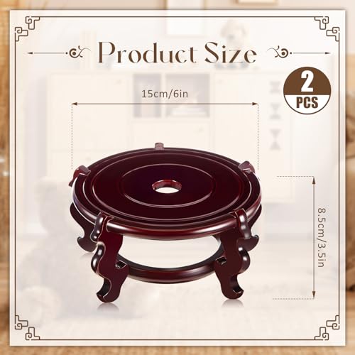 Geetery 2 Pcs 4 to 12 in Wooden Plant Stands Indoor Chinese Oriental Plant Stand for Vase Fishbowl Flower Pot Lamp Redwood Base Vintage Display Rack Decor(6 Inch) - size: 6 Inch