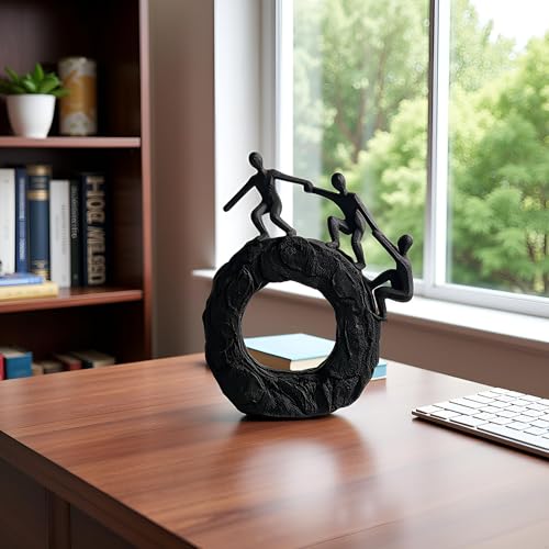 Abstract Sculptures - Living Room and Office Dynamic Climbing Wall Character Decoration, Black Statue 7x8x1.5 inches Elegant Black Home Decoration Gift Creativity - color: Round Climbing