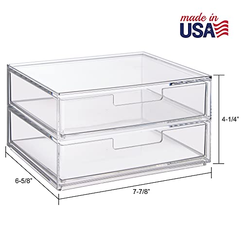 STORi Chloe Space-Saving Clear Drawer Organizer (4 Wide Drawers) Sort Office, Kitchen, Beauty Supplies, Makeup, Pens, Jewelry, Stationary, Made in USA - style: 7.5"W x 1.5"H Drawers (Set of 4)