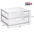 STORi Chloe Space-Saving Clear Drawer Organizer (4 Wide Drawers) Sort Office, Kitchen, Beauty Supplies, Makeup, Pens, Jewelry, Stationary, Made in USA - style: 7.5"W x 1.5"H Drawers (Set of 4)