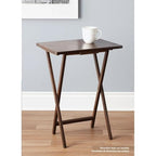 Folding TV Tray Table for Indoor Use, 1-Piece Rubberwood in Walnut Finish, 19" x 14.5" x 26" Snack Bed Desk