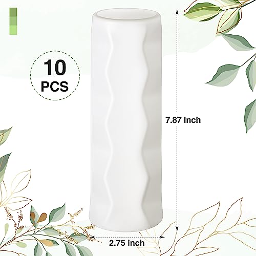 Didaey 10 Pack Composite Plastic Flower Vases Bulk White Small Boho Floral Vases for Dried Flower Bouquet Pampas Grass Centerpieces Fall Wedding Party Living Room Decor(Stylish) - style: Stylish