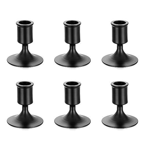Sziqiqi Candlesticks Holder for Wedding Table Centerpiece - Black Taper Candle Holders Candle Stick Holder Bulk for Christmas Candlelight Dinner Wedding Party Festival Decor Pack of 6 - color: Black-style 1, size: 6 Pcs