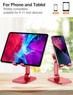OCYCLONE Phone Stand, Adjustable Height and Angle Foldable Cell Phone Stand Holder for Desk, Taller iPhone Stand Compatible with 4.7"-13" Smartphones iPad Tablet, Red - color: Red