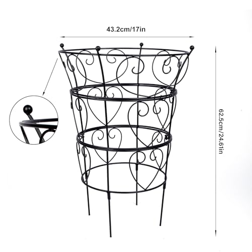 Large Obelisk Trellis Peony Cage 24.6x17 Inches - Premium Metal Plant Support for Outdoor Gardens, Easy Assembly, Sturdy Design, Perfect for Climbing Plants - size: 24.6"x17"