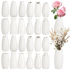 Ceramic Bud Vases, Set of 24 White Vases for Centerpieces Small VAses for Flowers Mini Ceramic Vase for Pampas Grass Vase Bulk for Wedding Table Centerpieces Decoration Boho Home Decor DIY Gift