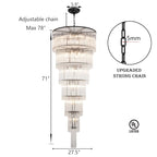 Black Glass Chandeliers for High Ceiling, 7-Tier Glass Rod Chandelier H71 Modern Foyer Entryway Ceiling Light Fixture for Staircase Living Room Entry Extra Long - size: 7-tier Black (27.5" x 71")
