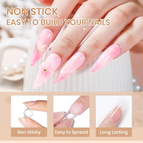 3d Gel Nail Art Sculpture Non Stick Hand Molding Gel for Nails Multifunctional Solid Builder Gels for Extension Carving Sculpting Beauty Charms for Beignner and Salon DIY - color: Clear&Pink&Pearl White