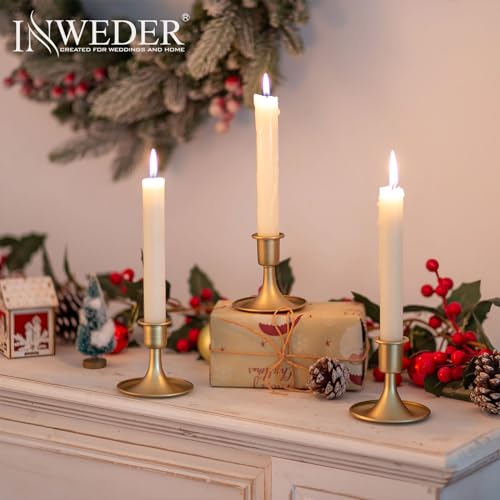 Gold Candle Holders Candlestick Holders: Set of 24 Candle Taper Holders Metal Candle Holders for Candlesticks for Wedding Centerpiece Party Chrismas Mantel Home Decor - size: 24Pcs