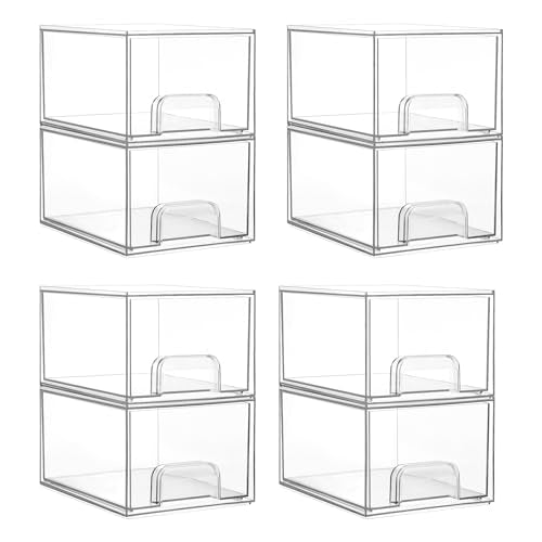 Vtopmart 8 Pack Small Clear Stackable Storage Drawers,Acrylic Bathroom Makeup Organizer,Plastic Storage Bins For Vanity, Undersink, Kitchen Cabinets, Pantry, Home Organization - style: 8pack-Clear
