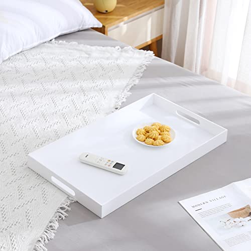 Acrylic Tray with Embedded Handle, 10x15 Inch, White - color: White, size: 15" x 10" x 2"