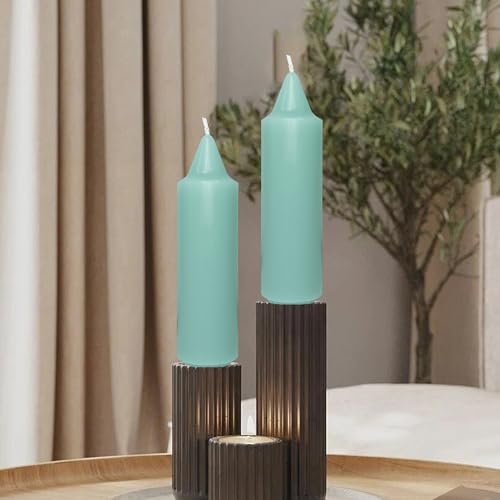 NJAO HOO Mint Green Short Taper Candle 5 Inch Candlesticks Unscented Dripless Tapered Candle Set for Home Decor Wedding Party Dinner Candles, 4 Pack - color: Mint Green, size: 5 In