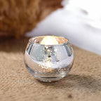 WGVI Silver Speckled Glass Tea Light Votive Candle Holder, Width 3", Height 2.5", Small Globe Bubble Bowl Round Vase, Mercury Votive Tabletop Décor, 1 Piece - size: Silver Bowl 2.5"H