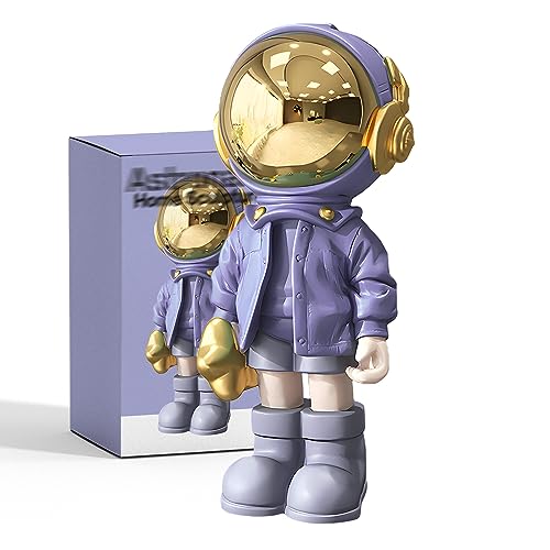 EZ4ENCE Figurine Statue Astronaut Sculpture Spaceman Decor,Sculpture for Home Decor,Arts Purple Shelf Decoration,Cool Metal Mask Table Decor,Large Spaceman Figure Ornament - color: Purple, size: Large