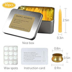 20 Minute Meditation Candles for Anxiety Relief Mini Beeswax Taper Candles Set of 30 with Brass Holder & Candle Wax Dots for Secure Fit Dripless Prayer Candles for Yoga Ritual & Spiritual Practice - color: 30pcs Beeswax Candles