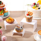 Chuangdi 2 Sets Acrylic Display Risers, Product Stand, Jewelry Display Riser Shelf Showcase Fixtures for Dessert Cupcake Candy Figure Treat Action Showcase(White,Small Set) - color: White, size: Small Set