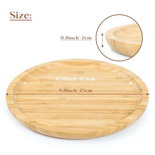 Bamboo Serving Platter, Round Wood Tray, Wooden Serving Tray, Fruit, Bread, Salad Plate, Charcuterie Serving Board, 9.8 inch - color: Round, size: 9.8"